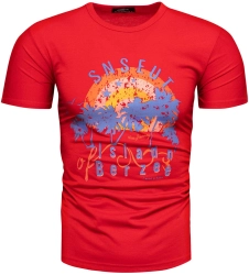 Koszulka męska t-shirt z printem czerwony Recea