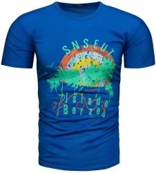 Koszulka męska t-shirt z printem niebieski Recea