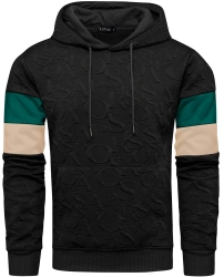 Bluza męska z kapturem czarna z pasami 3D Recea
