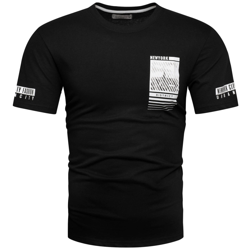 Koszulka bawełniana męska t-shirt z printem czarny Recea - 2803