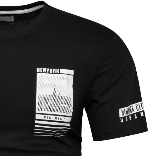 Koszulka bawełniana męska t-shirt z printem czarny Recea - 2803