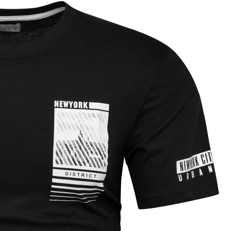 Koszulka bawełniana męska t-shirt z printem czarny Recea - 2803
