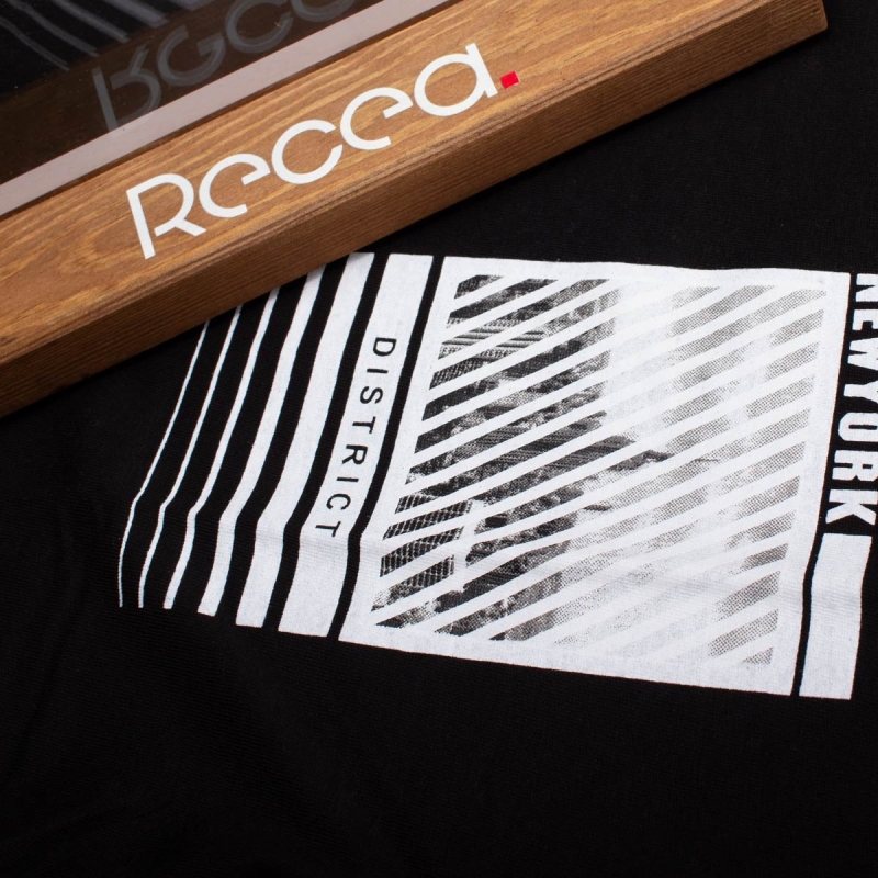 Koszulka bawełniana męska t-shirt z printem czarny Recea - 2803