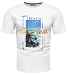 T-shirt męski bawełniany z nadrukiem biały Recea