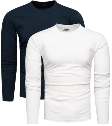 2-pak zestaw basic męskich longsleeve granat/biały Recea