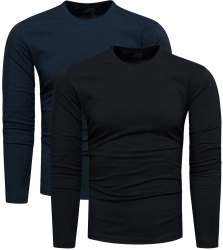 2-pak zestaw basic męskich longsleeve granat/czarny Recea
