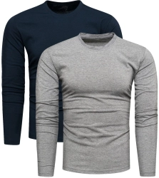 2-pak zestaw basic męskich longsleeve granat/szary Recea