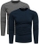 2-pak zestaw basic męskich longsleevów grafitowy i granatowy Recea - 2947