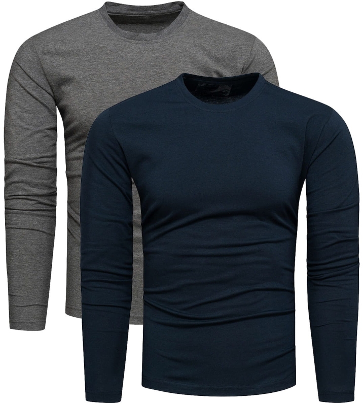 2-pak zestaw basic męskich longsleevów grafitowy i granatowy Recea - 2947