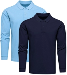 2-pak polo longsleeve premium niebieska i granatowa Recea