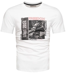 T-shirt męski bawełniany z nadrukiem biały Recea