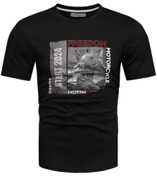 T-shirt męski bawełniany z nadrukiem czarny Recea