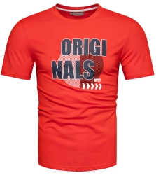 T-shirt męski czerwony bawełniany z printem Recea