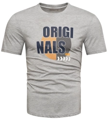T-shirt męski szary bawełniany z printem Recea