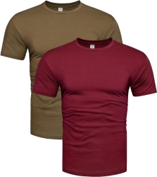 2-pak koszulek bawełnianych premium bordowy i khaki Recea
