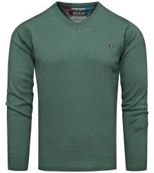 Sweter męski w serek zielony Recea