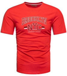 Koszulka bawełniana męska t-shirt z printem czerwony Recea