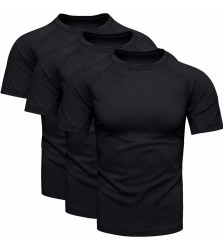 3-pak męski t-shirt sportowy czarny Recea