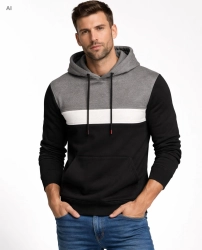 Bluza męska czarna z kapturem Recea