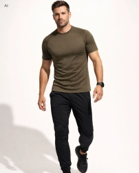 Koszulka sportowa męska t-shirt khaki termoaktywny Recea
