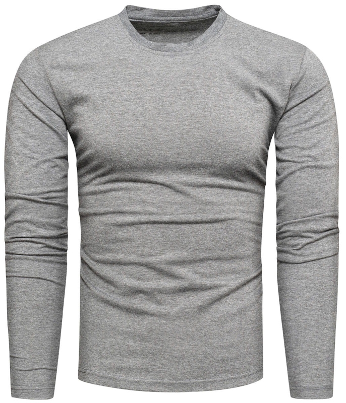 Koszulka męska longsleeve gładki szary Recea - 2380