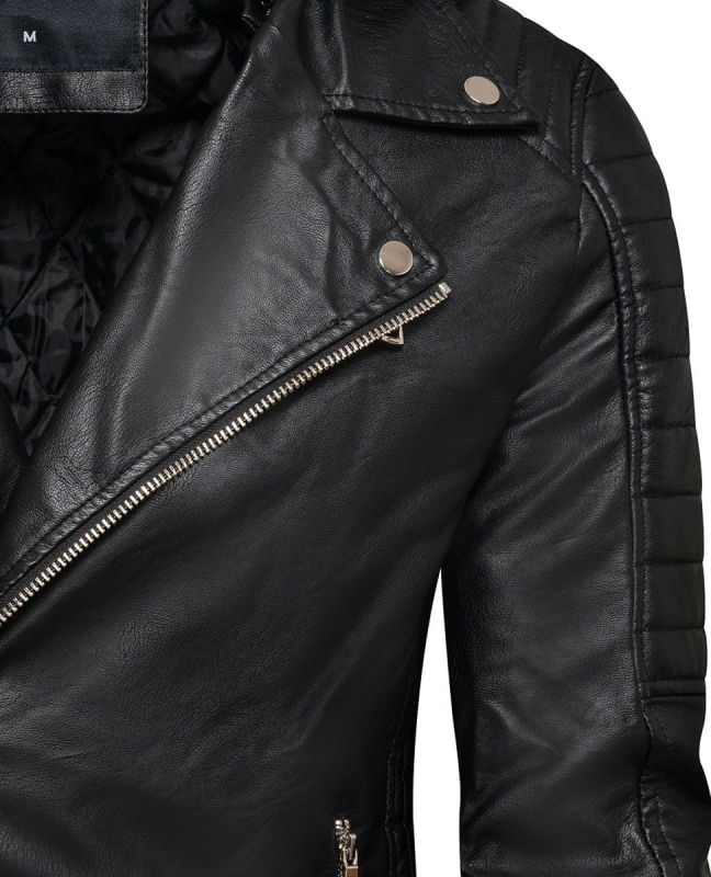 Kurtka męska skórzana czarna ramoneska Recea - 2507