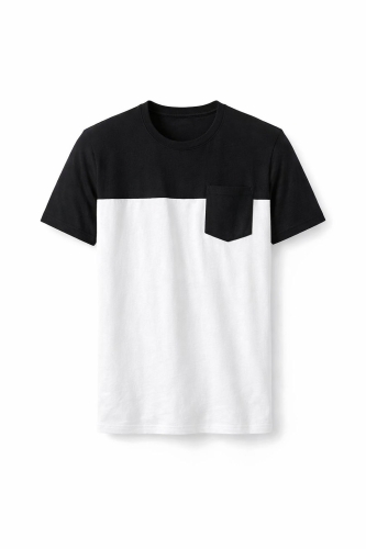 Koszulka męska t-shirt biało-czarna z kieszonką Recea  - 3136