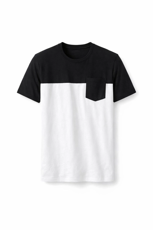 Koszulka męska t-shirt biało-czarna z kieszonką Recea  - 3136