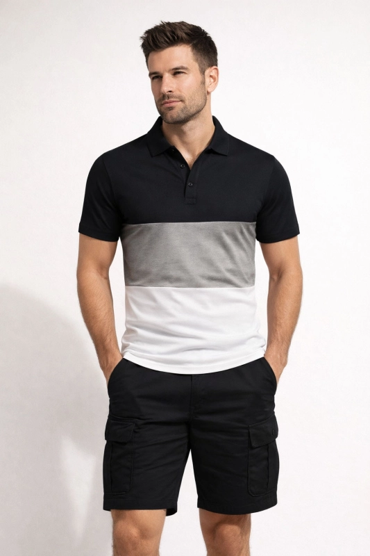 Koszulka polo męska w pasy Recea - 2580