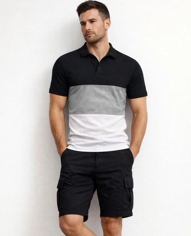 Koszulka polo męska w pasy Recea - 2580