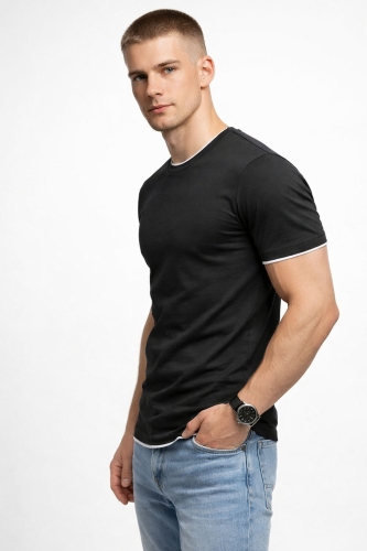 Koszulka męska t-shirt czarny Recea - 2717