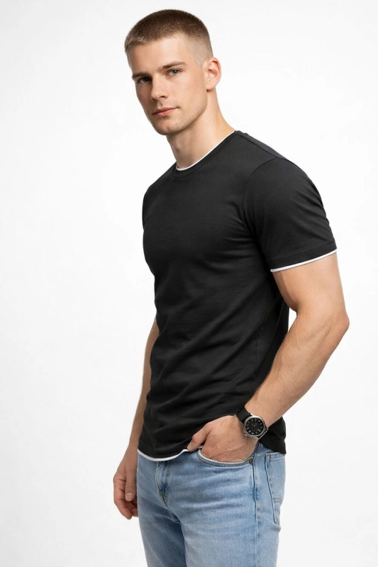 Koszulka męska t-shirt czarny Recea - 2717