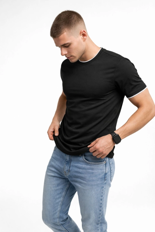 Koszulka męska t-shirt czarny Recea - 2717