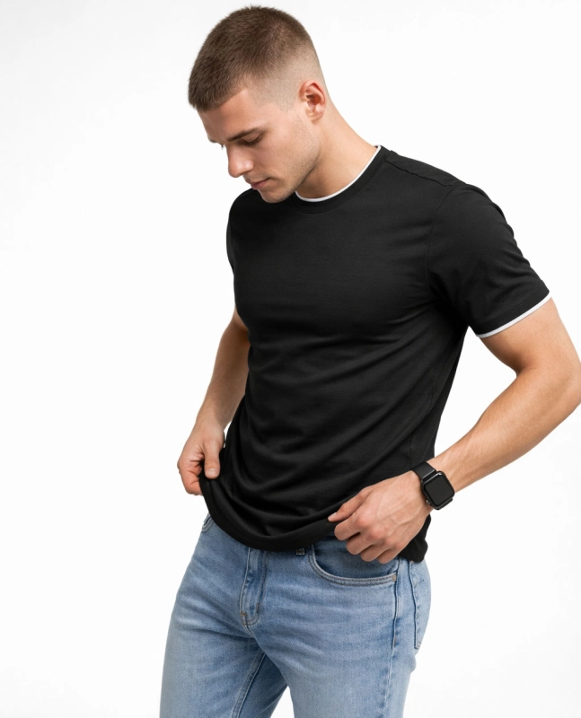 Koszulka męska t-shirt czarny Recea - 2717