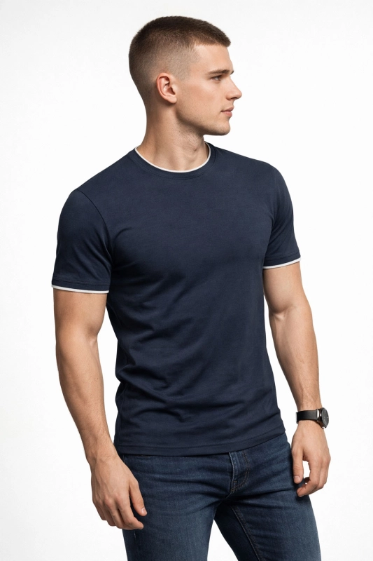 Koszulka męska t-shirt granatowy Recea - 2715