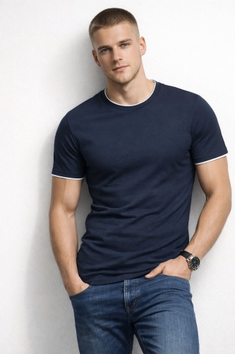 Koszulka męska t-shirt granatowy Recea - 2715