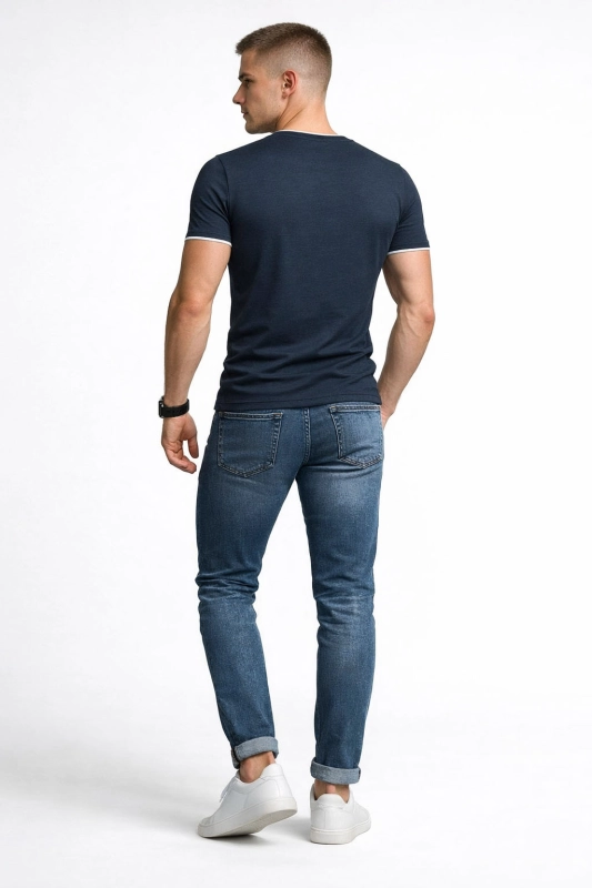 Koszulka męska t-shirt granatowy Recea - 2715