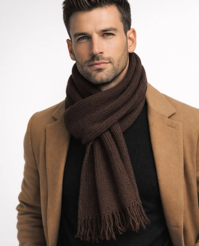 Szalik męski brązowy Recea - 3140