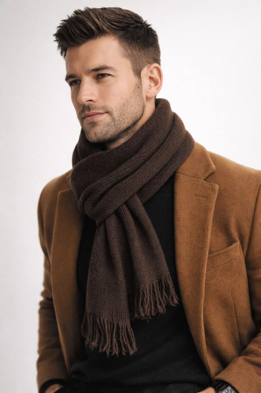 Szalik męski brązowy Recea - 3140