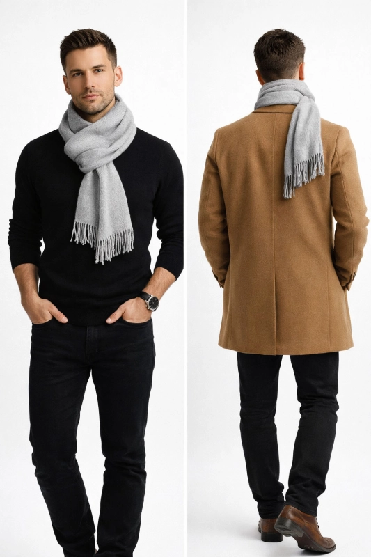 Szalik męski szary Recea - 3143