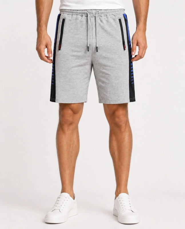 Spodenki męskie z ściągaczem i sznurkiem dresowe szare Recea - 3154