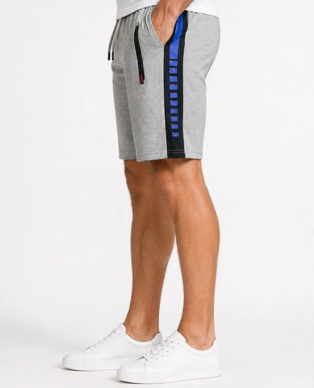 Spodenki męskie z ściągaczem i sznurkiem dresowe szare Recea - 3154