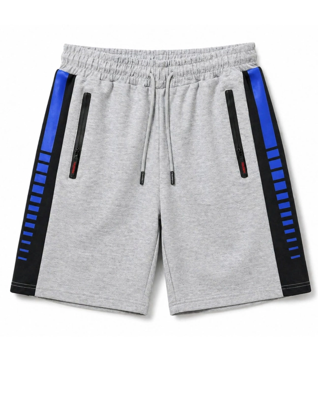 Spodenki męskie z ściągaczem i sznurkiem dresowe szare Recea - 3154