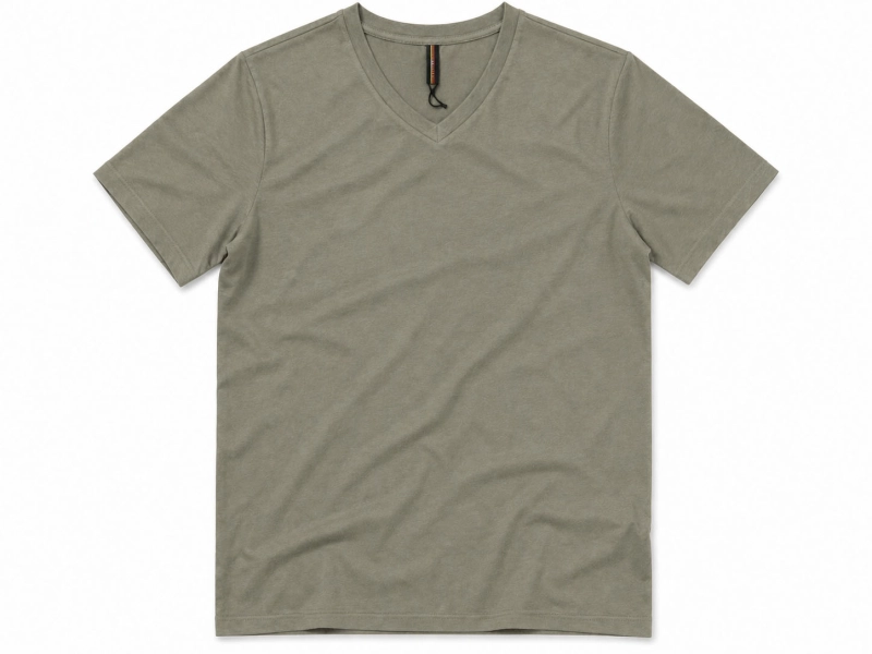 T-shirt męski v-neck kołnierzyk w szpic jasna zielona Recea - 3156