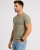 T-shirt męski v-neck kołnierzyk w szpic jasna zielona Recea - 3156