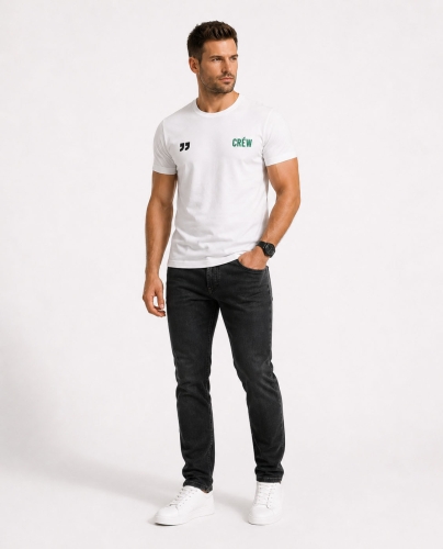 T-shirt męski z printem biały Recea - 3158