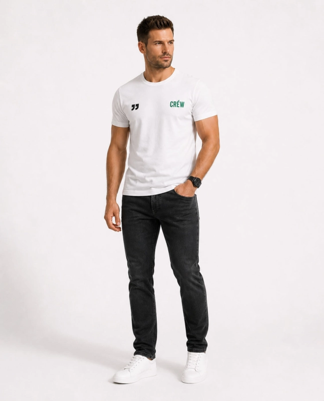 T-shirt męski z printem biały Recea - 3158