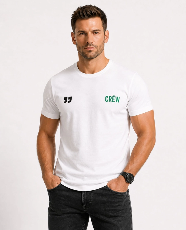 T-shirt męski z printem biały Recea - 3158