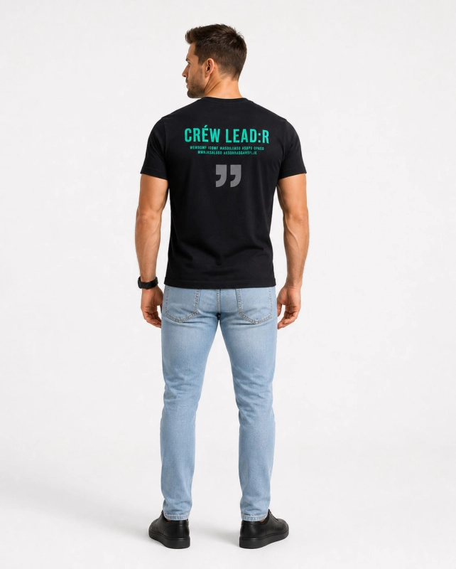 T-shirt męski czarny z nadrukiem Recea - 3159