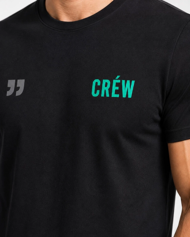 T-shirt męski czarny z nadrukiem Recea - 3159